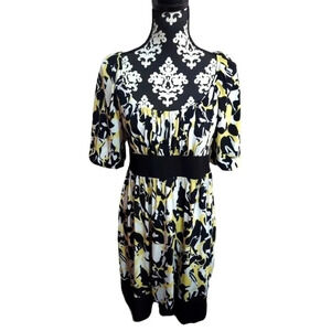 Ab Studio Yellow and Black Floral Dress
